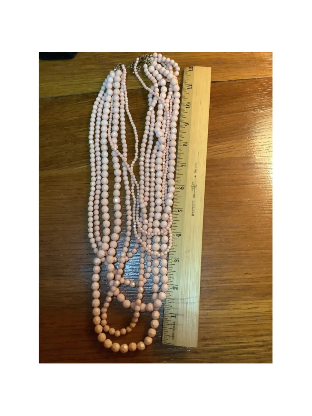 Multi Strand Pink Faceted Beaded Necklace